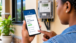 enyan customer checking a KPLC electricity bill on a smartphone